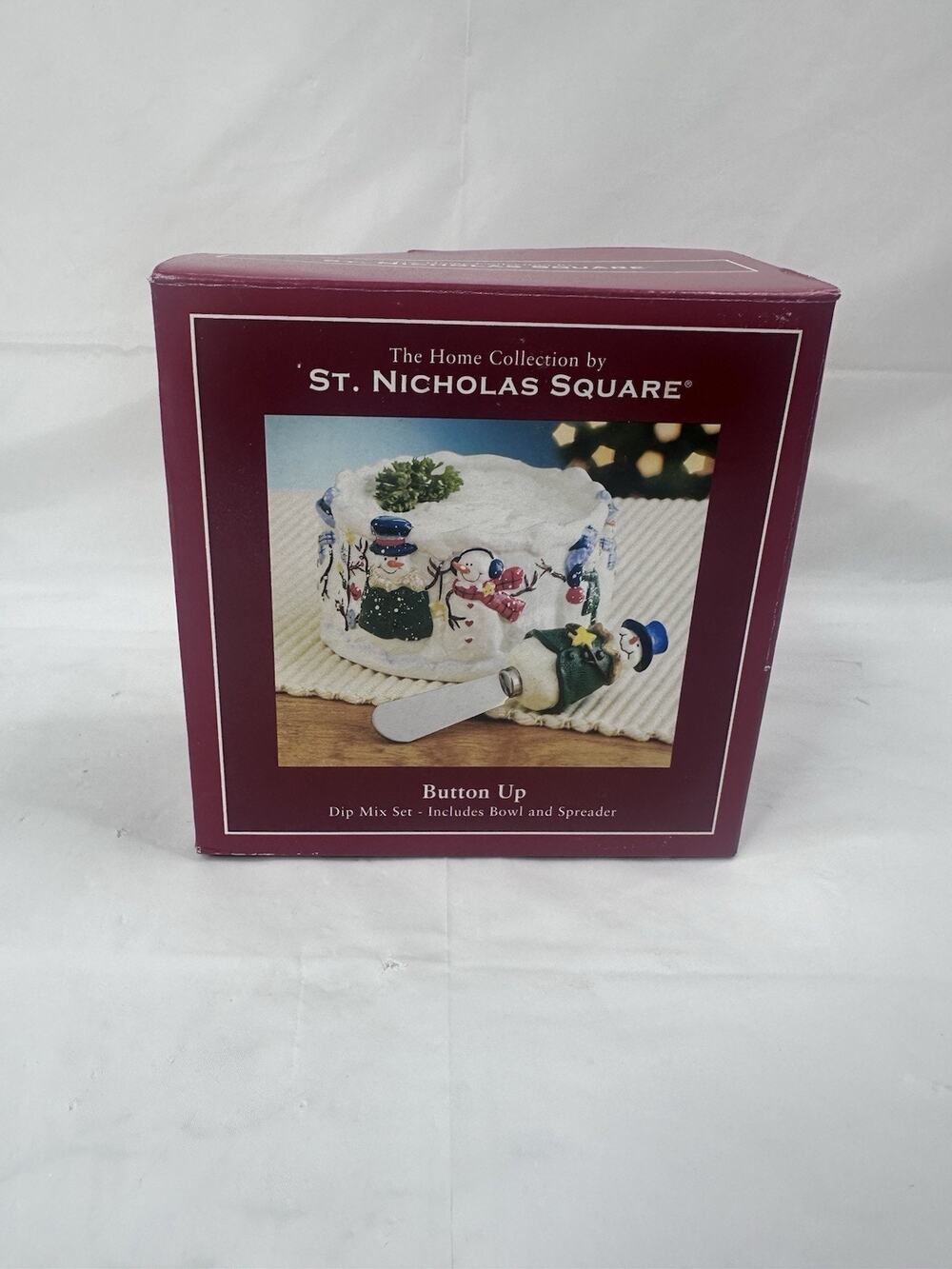 St. Nicholas Square "Button Up" Dip Mix Set Includes Bowl & Spreader Christmas